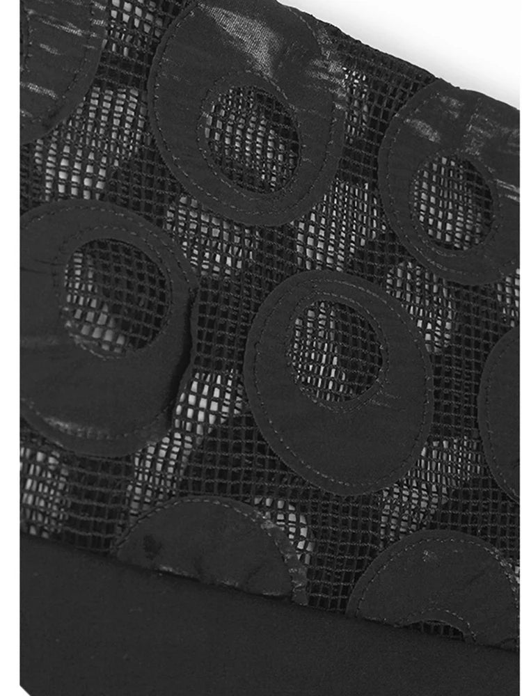 Black Dot Hollow Out Vest Half-body Skirt Two Pieces Suit New V-Neck Sleeveless Women Fashion Spring Autumn 2025 1DJ1101