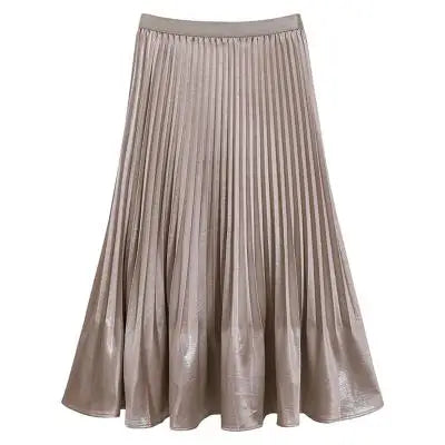 Load image into Gallery viewer, French Fashion Women Solid Elegant Festival Pleated Long Skirt Spring Summer Elastic High Waist Office Lady Skirts Popular Trend
