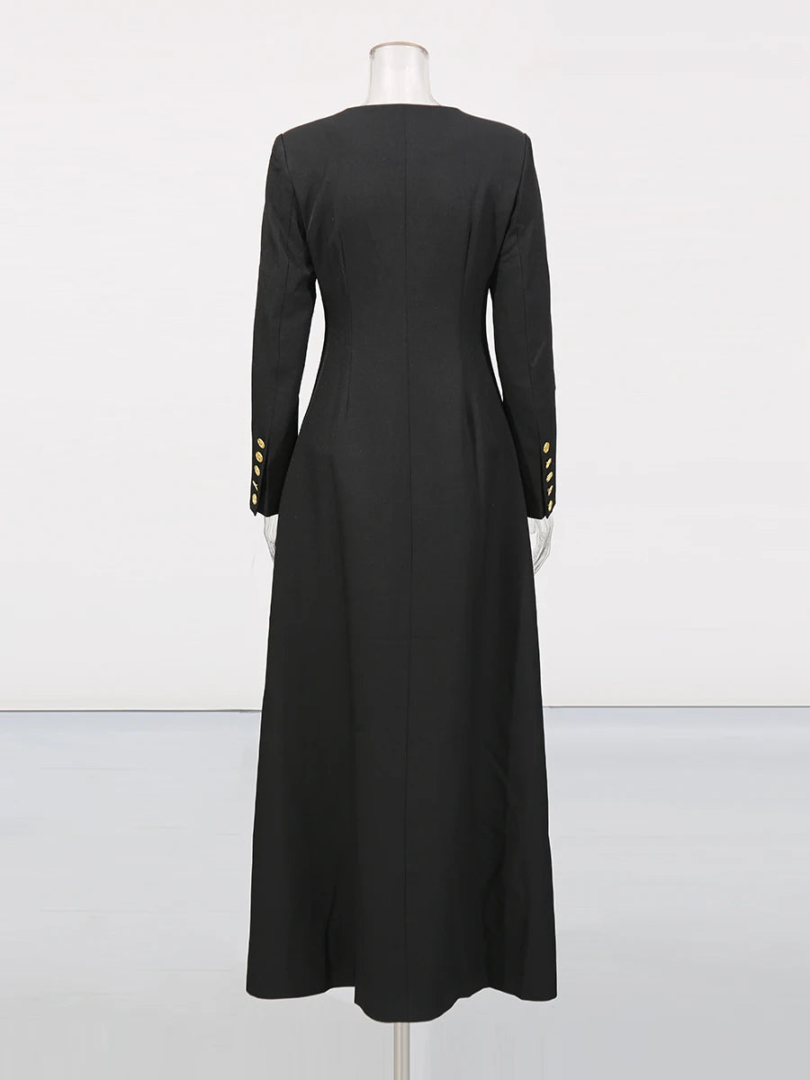 Personality Pattern Patchwork Long Coat Round Neck Long Sleeve Hit Color Elegnat Jacket Female Fashion