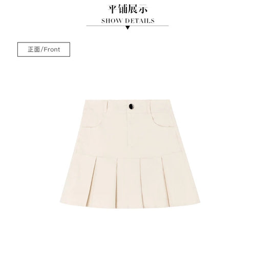 Load image into Gallery viewer, Korean Women's Denim Pleated Skirt Sexy Slim Mini Skirts Woman Summer Solid Color High Waist A-line Wrapped Short Skirt Simple
