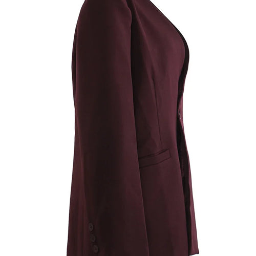 Load image into Gallery viewer, Women Wine Red With Scarf Big Size Elegant Blazer New V-neck Long Sleeve Jacket Fashion Tide Spring Autumn 2025 1DH9828
