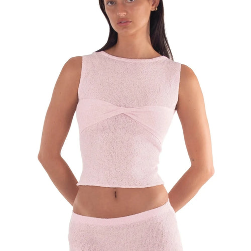 Load image into Gallery viewer, Spring/Summer Knitted Sweater Two Piece Set Women Elastic Slim Set Female Sleeveless Top Mini Short Skirt Party Beach
