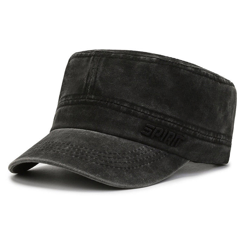 Army Hat Female Male Military Cap 100% Cotton Men's Summer Flat Cap Adjustable Size 56-60cm