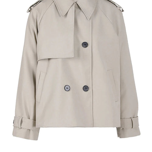 Load image into Gallery viewer, Women Gray Double Breasted Big Size Elegant Trench New Lapel Long Sleeve Windbreaker Fashion Spring Autumn 2025 2AA2434
