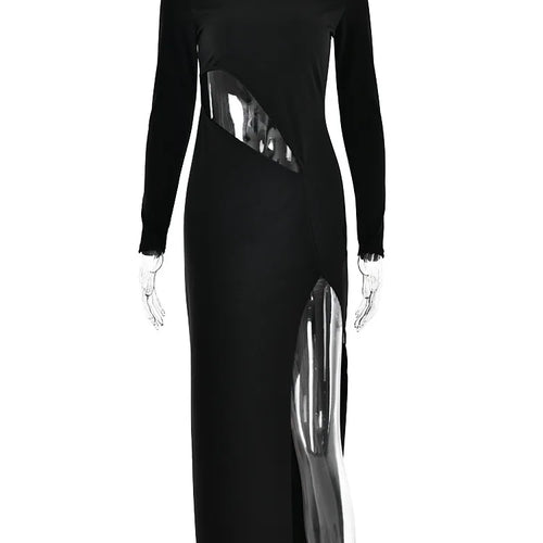 Load image into Gallery viewer, Fashion Hollow Out Long Sleeve Dress Women Evening Dress Tailored Height Split Dress Female Vestidos Elastic Tight Party
