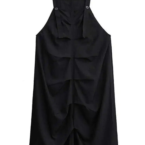 Load image into Gallery viewer, Women Black Pleated Irregular Big Size Strap Dress New Square Collar Sleeveless Fashion Tide Spring Autumn 2025 1DH6829
