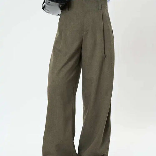 Load image into Gallery viewer, High Waist Brown Brief Pleated Elegant Long Wide Leg Pants New Trousers Women Fashion Tide Spring Autumn 2025 1DH9682
