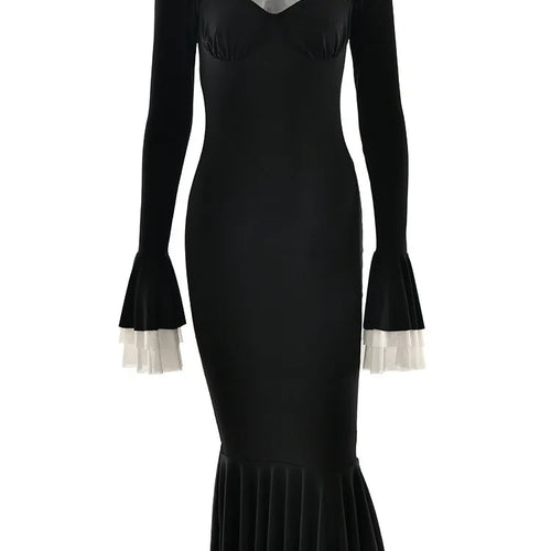 Load image into Gallery viewer, Elegant Long Flared Sleeve Elastic Tight Women Two-piece Set  Autumn/Winter New 2025 Sexy Party Club Evening Dress
