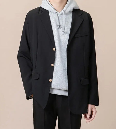 Men Suit Jacket Spring Autumn Loose Business Casual Singel-Breasted Handsome Stylish Pocket New Fashion Tide 9W1206