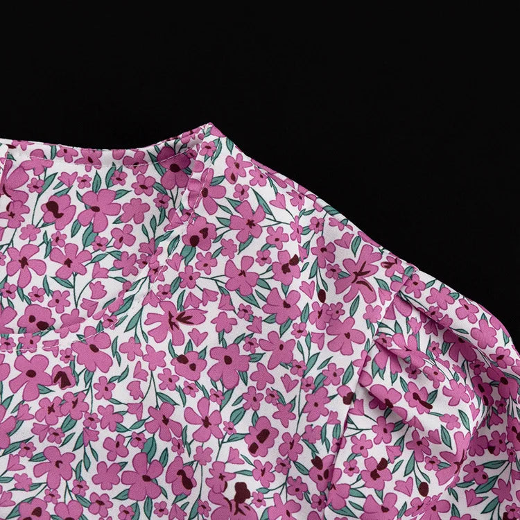 Short Ruffle Sleeve Floral Dress For Women Fashion O Neck High Waist A-line Loose Backless Sexy Mini Dress Elegant