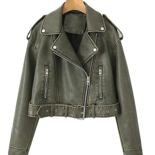 Load image into Gallery viewer, Gray Big Size Casual Short PU Leather Jacket New Lapel Long Sleeve Women Coat Fashion Tide Spring Autumn 2025 1DH8478
