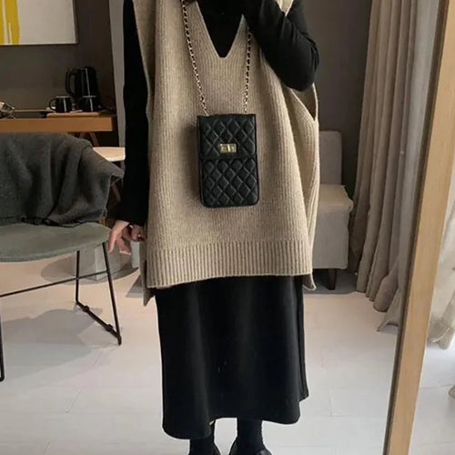 Load image into Gallery viewer, Thicken Warm Sweater Vests Women Loose Casual Solid Elegant Simple Korean Style Daily Soft Design Chic Female Tops  C-184
