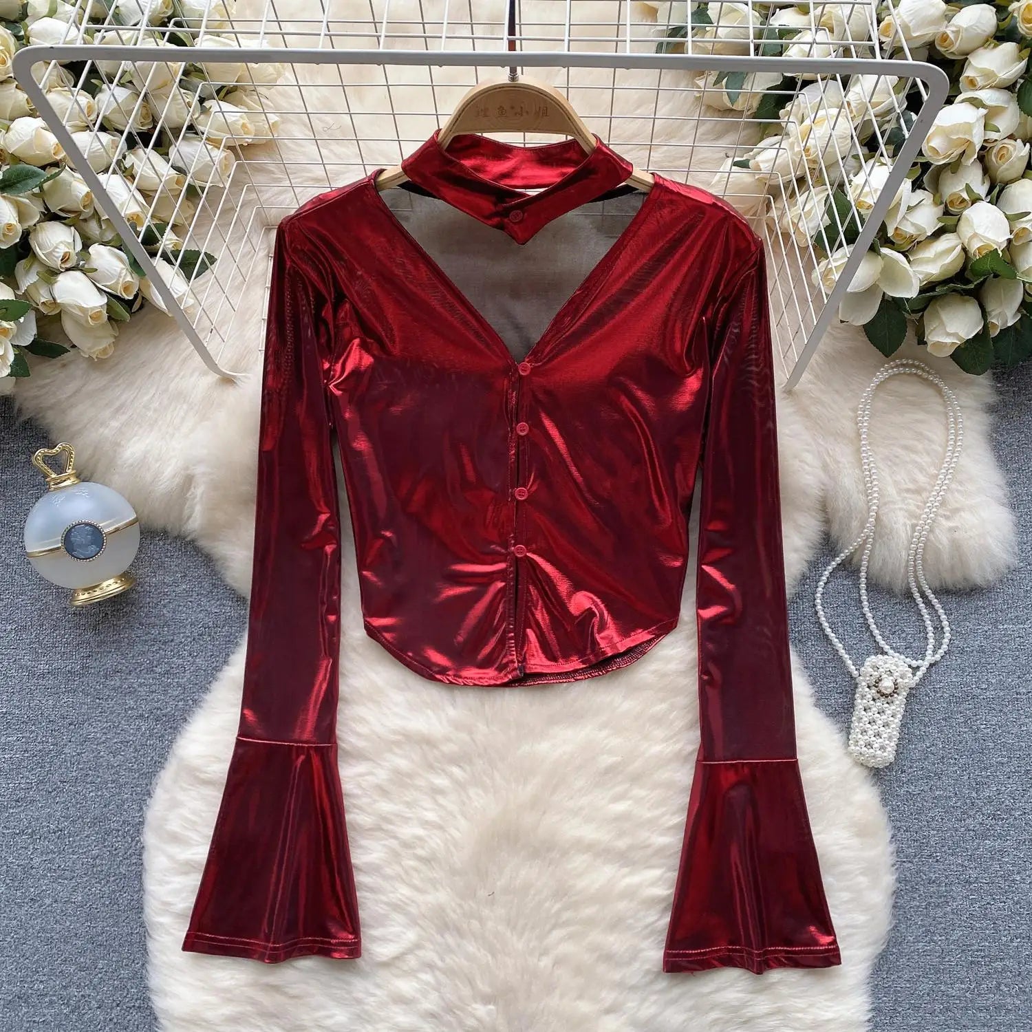 Vintage Solid Sexy Slim High Quality T Shirt Women Elegant Short Tops Spring Autumn Club Party Flared Long Sleeve Tee Shirt Chic