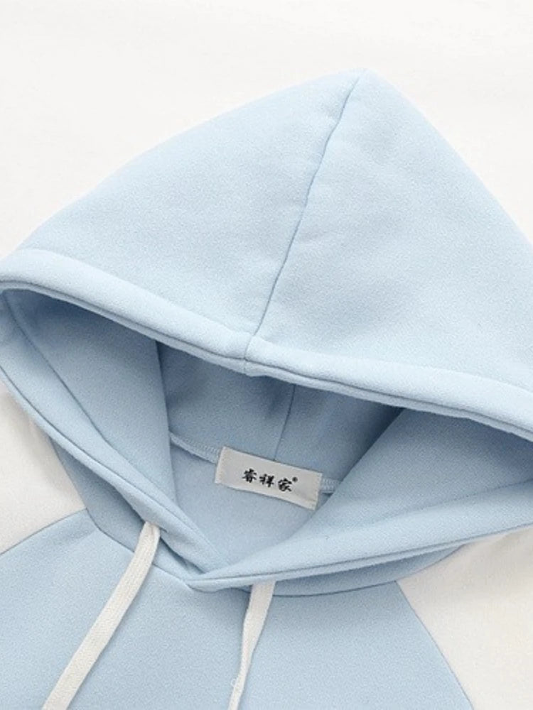 Japan Kawaii Fleece Warm Hoodie Women Cute Clothes Yellow Girls Thick Sweatshirt Female Winter Hooded Long Sleeve Pullovers Blue