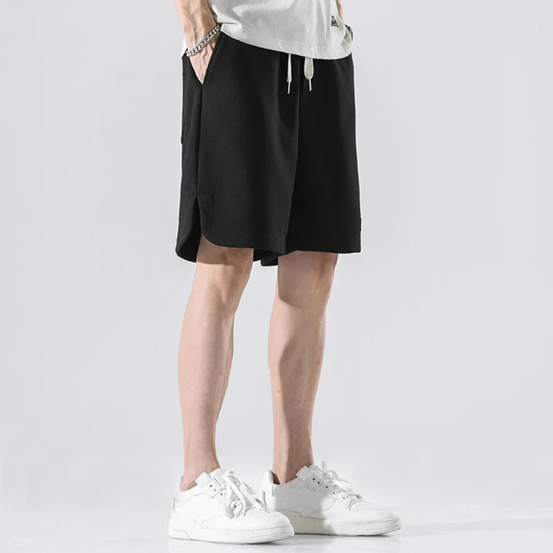 Men's Five Quarter Shorts Elastic Waist Summer New Casual Fashion Male Loose Sweatpants Straight Leg Bottoms 9W1353