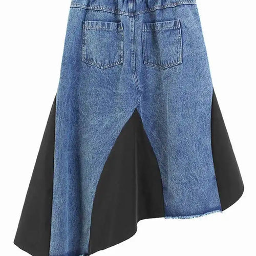 Load image into Gallery viewer, High Elastic Waist Black Denim Color-block Irregular Half-body Skirt Women Fashion Tide New Spring Autumn 2025 1DJ0125
