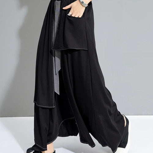 Load image into Gallery viewer, High Elastic Waist Black Irregular False Two Denim Half-body Skirt Women Fashion Tide New Spring Autumn 2025 1DJ0910
