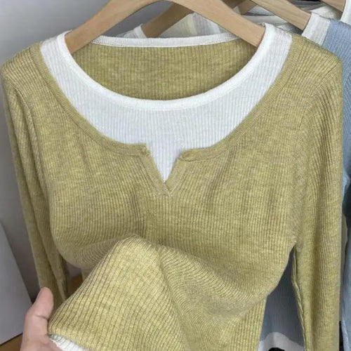 Load image into Gallery viewer, Autumn Winter Women's Patchwork Long Sleeved Pullover Sweater French Casual Round Neck Holiday Knitwear Tops 2024 New Streetwear
