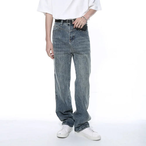 Load image into Gallery viewer, American Style Jeans Fashion Long Wide Leg Denim Pants Zipper Pocket Casual Loose Summer Male Trousers 9C5252
