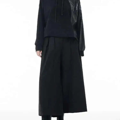 Load image into Gallery viewer, Black Spliced Casual Cool Sweatshirt New Hooded Long Sleeve Women Big Size Fashion Tide Spring Autumn 2025 1DH3873
