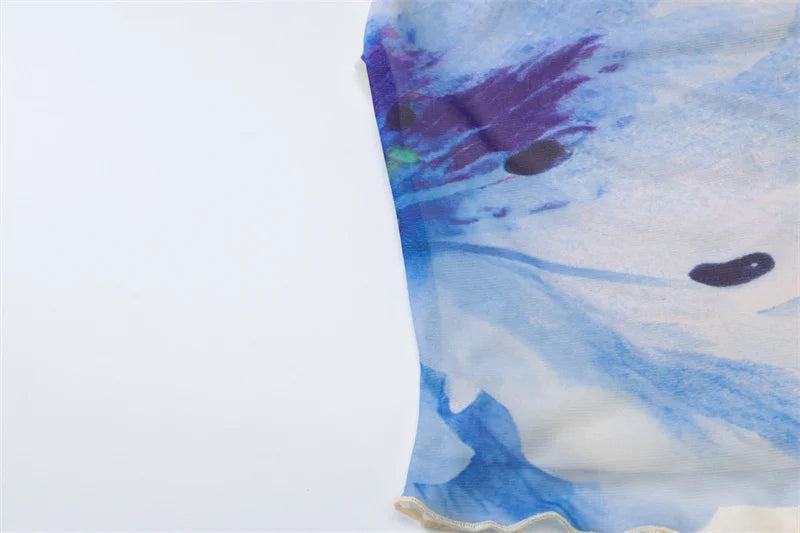 Print Beach Sexy Skirt Two Piece Sets Women Oblique Shoulder Tank Tops And Maxi Skirt Female Club 2 Piece Sets Fashion