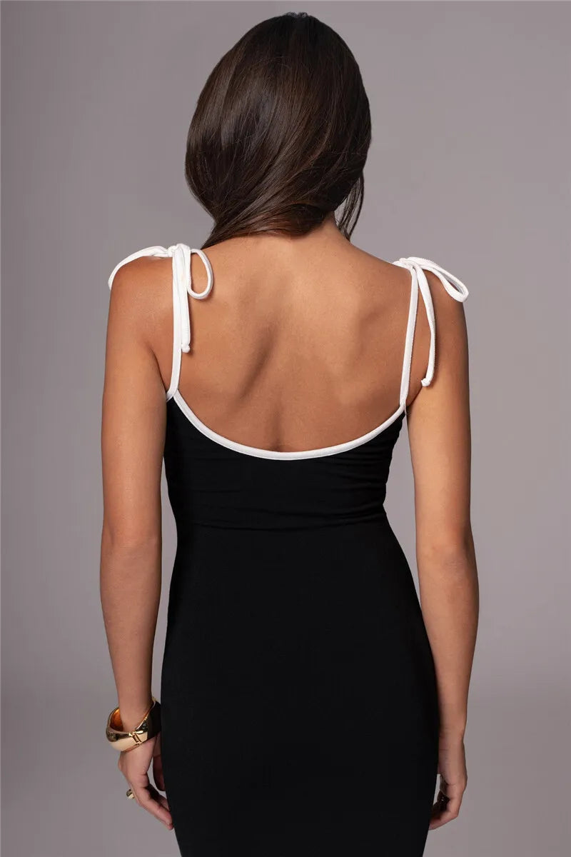 Spaghetti Strap Lace-up Sexy Maxi Dress For Women Gown Fashion Sleeveless Backless Bodycon Evening Sexy Long Dress