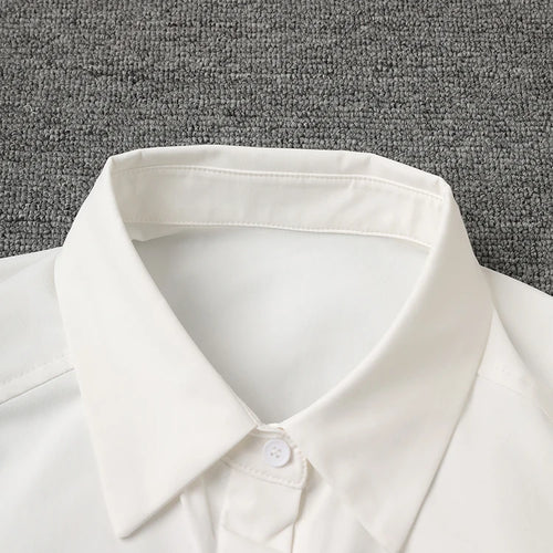 Load image into Gallery viewer, Women White Flower Button Big Size Casual Blouse New Lapel Long Sleeve Shirt Fashion Tide Spring Autumn 2025 1DJ0816
