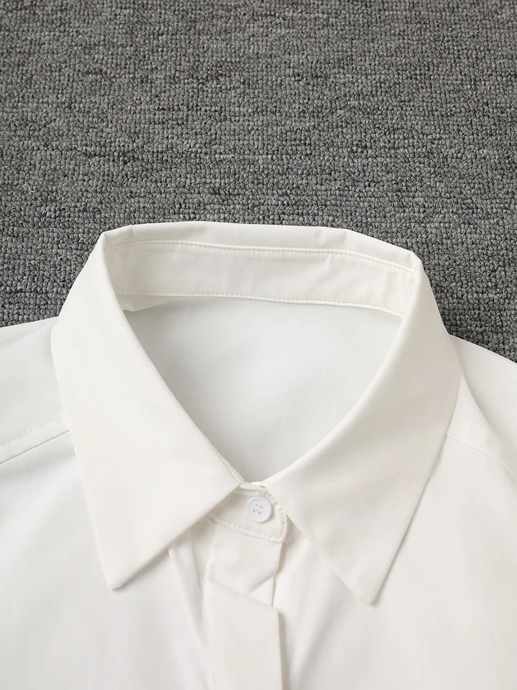 Women White Flower Button Big Size Casual Blouse New Lapel Long Sleeve Shirt Fashion Tide Spring Autumn 2025 1DJ0816