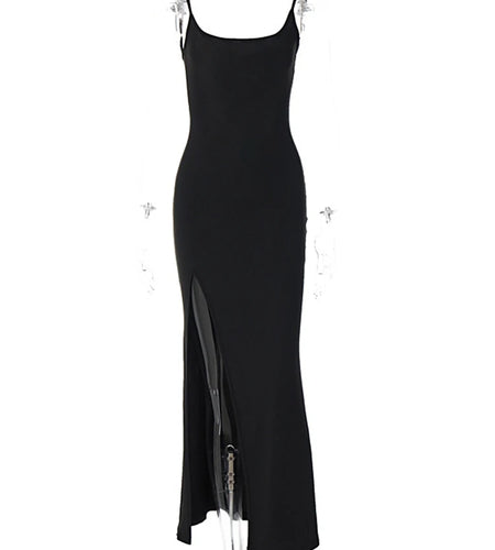 Lace Patchwork Women Strap Maxi Dress Side Slit Bodycon Sexy Party Elegant Birthday Evening Prom Outfit Festival