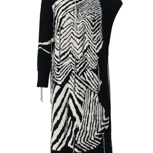 Load image into Gallery viewer, Women  Knitting Striped Tassels Big Size Dress New Round Neck Long Sleeve Loose Fit Fashion Tide Spring Autumn 2025 SG592
