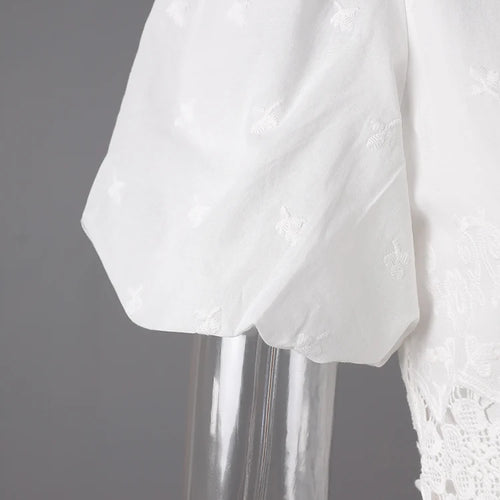 Load image into Gallery viewer, Women White Lace Hollow Out Elegant Slim Dress New Square Collar Short Sleeve Fashion Tide Spring Summer 2025 CPG3161
