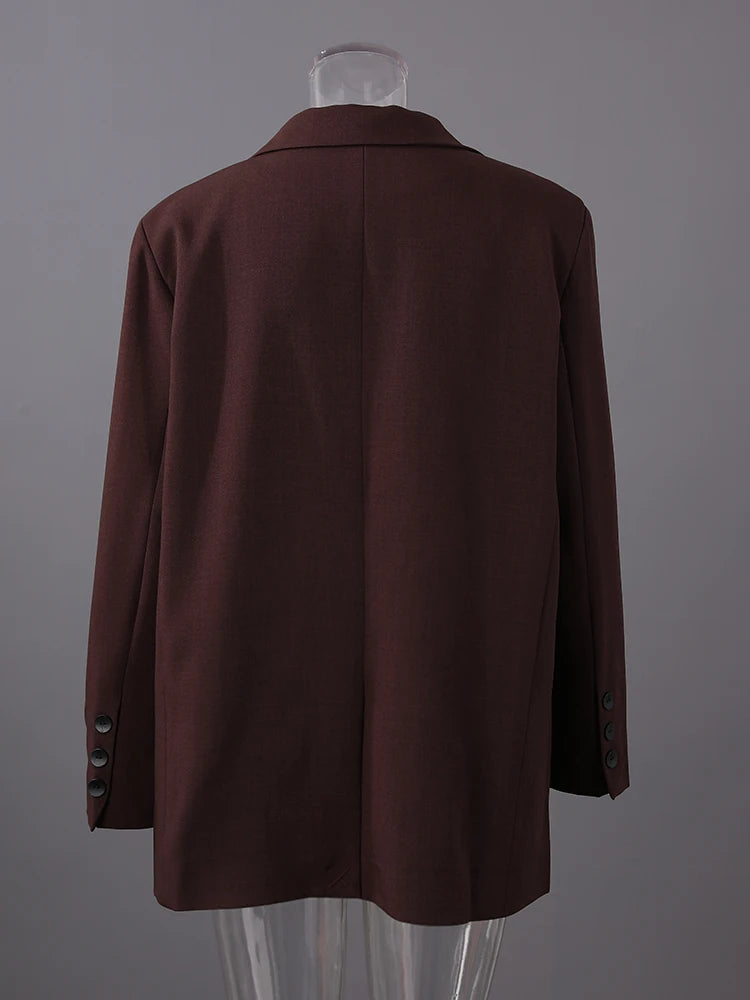 Women Wine Red Zipper Big Size Elegant Blazer New Lapel Long Sleeve Jacket Fashion Tide Spring Autumn 2025 7AB8207