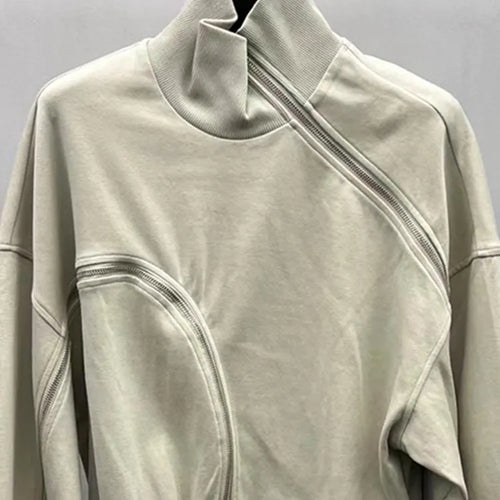 Load image into Gallery viewer, Solid Patchwork Zipper Streetwear Sweatshirts For Women Tuntleneck Long Sleeve Pullover Sweatshirt Female Fahion
