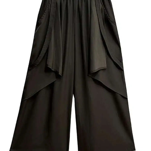Load image into Gallery viewer, High Elastic Waist Black Irregular Pleated Long Wide Leg Pants New Trousers Women Fashion Tide Spring Autumn 2025 1DH6134
