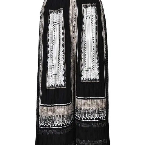 Load image into Gallery viewer, Big Size Printed Pleated Shirt Pants Two Piece Suit New Round Neck Long Sleeve Women Fashion Spring Autumn 2025 3AJ915
