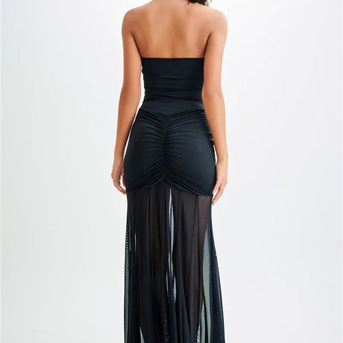 Load image into Gallery viewer, Off-shoulder Backless Sexy Maxi Dress For Women Gown Fashion Mesh Strapless Sleeveless Bodycon Long Dress Elegant
