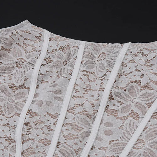 Load image into Gallery viewer, Lace Strapless Ruched Sexy Mini Dress For Women Fashion Fishbone Off-shoulder Sleeveless Backless Club Party Dress
