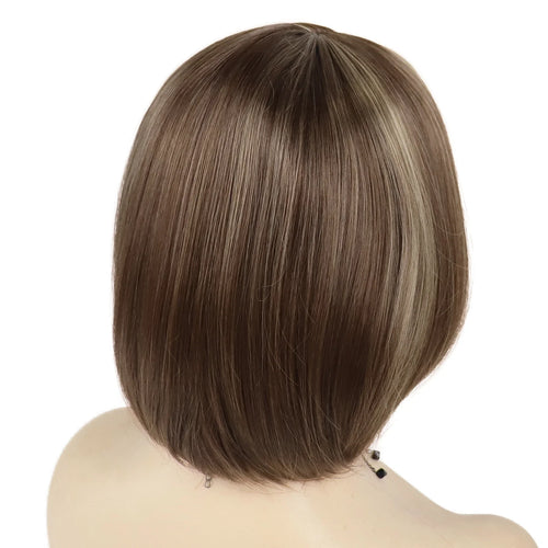 Load image into Gallery viewer, Synthetic Hair Short Wig for White Women Bobs Hairstyle Fashion Bangs Wigs Best Gift for Patient Seniors Elderly Wig
