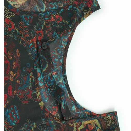 Load image into Gallery viewer, Women Black Pattern Printed Big Size Midi Dress New Round Neck Short Sleeve Fashion Tide Spring Summer 2025 1DJ0298
