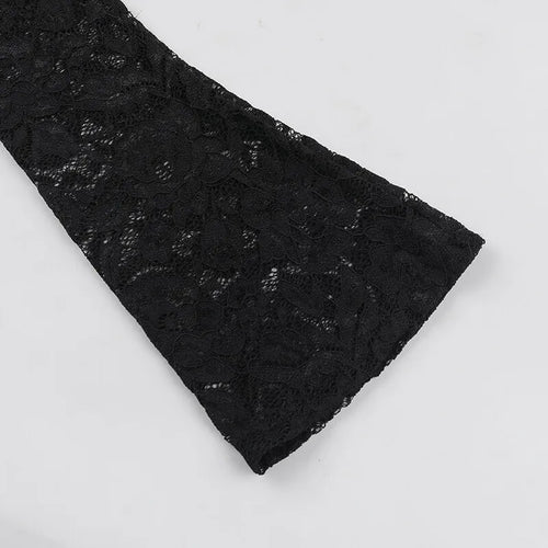 Load image into Gallery viewer, Lace Long Sleeve Sexy Maxi Dress Women Autumn New Square Collar Backless Lace-up High Split Sexy Club Party Long Dress
