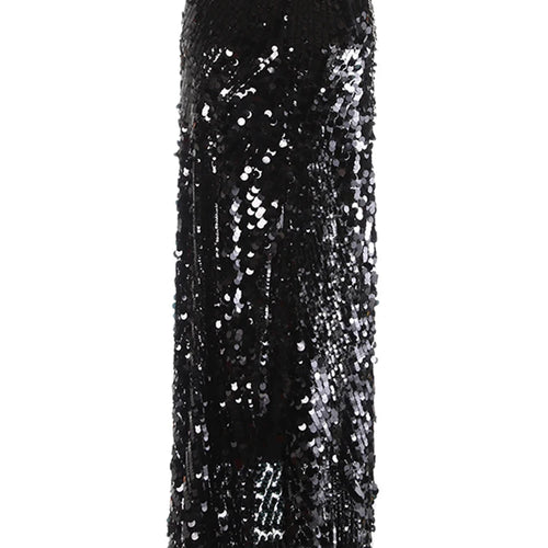 Load image into Gallery viewer, High Elastic Waist Black Sequins Back Slit Elegant Half-body Skirt Women Fashion Tide New Spring Autumn 2025 1DJ1138
