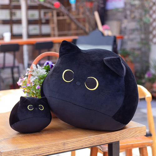 Load image into Gallery viewer, 18/40/55cm Kawaii Black Cat Plush Toys Stuffed Soft Round Animal Cat Pillow Nap Cushion Creative Birthday Gift for Kids Children
