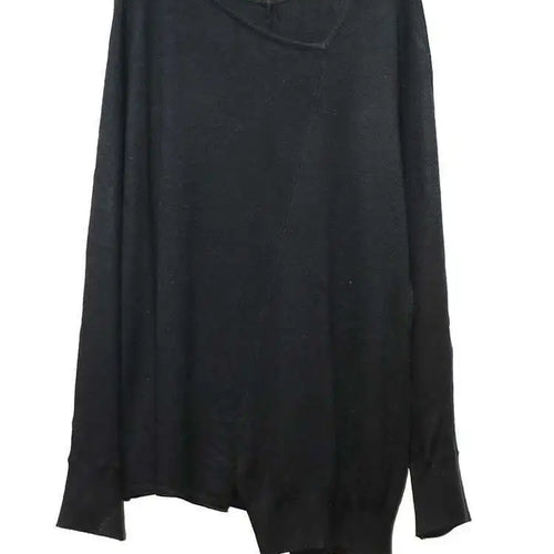 Load image into Gallery viewer, Women Gray Black Brief Irregular Big Size Casual T-shirt New V-Neck Long Sleeve Fashion Tide Spring Autumn 2025 1DJ0234
