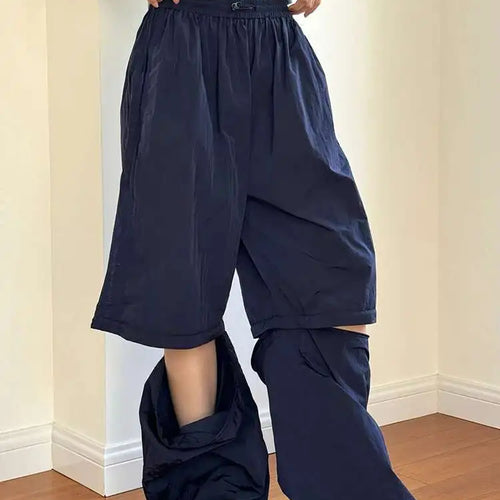 Load image into Gallery viewer, High Elastic Waist Gray Thin Detachable Two Ways Wear Pants New Trousers Women Fashion Tide Spring Summer 2025 1DH5808
