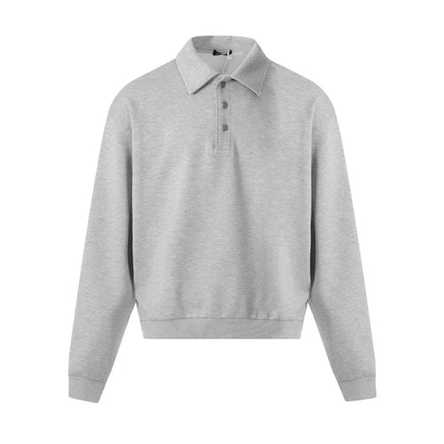 Load image into Gallery viewer, Men&#39;s Sweatshirts New Korean Style Semi Open Button Lapel Design Hoodless Trendy Male New Fashion Long Sleeve Top 9W1829
