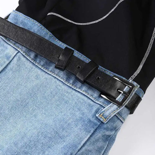 Load image into Gallery viewer, High Waist Blue Denim Color-block Slim Long Wide Leg Jeans New Women Trousers Fashion Tide Spring Autumn 2025 YX018105
