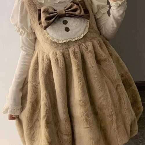 Load image into Gallery viewer, Lolita Lace Puff Sleeve Kawaii Sweet Sweater Women Japanese Knitted Pullover Bow Patchwork Y2k Aesthetic Jumper Harajuku Fashion
