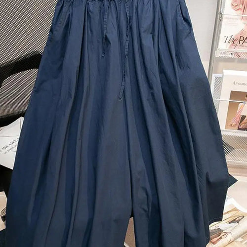 Load image into Gallery viewer, Black Leisure Comfortable Shorts For Women Summer New Green Elastic High Waist Lace Up Loose Blue Wide Leg Seven Point Pants New
