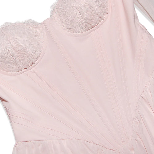 Load image into Gallery viewer, Lace Mesh Backless Sexy Mini Dress For Women Zipper Fishbone Square Collar Long Sleeve Ruched Club Party Dress New
