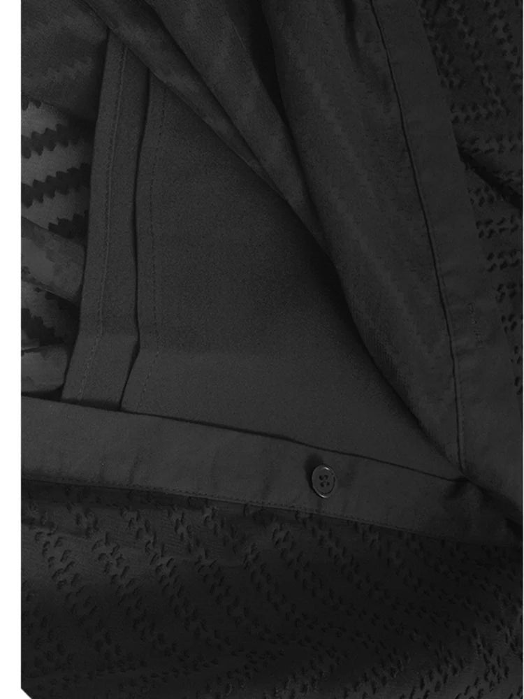 Women Blue Grid Hollow Out Big Size Midi Shirt Dress New Lapel Short Sleeve Fashion Tide Spring Summer 2025 1DJ1208